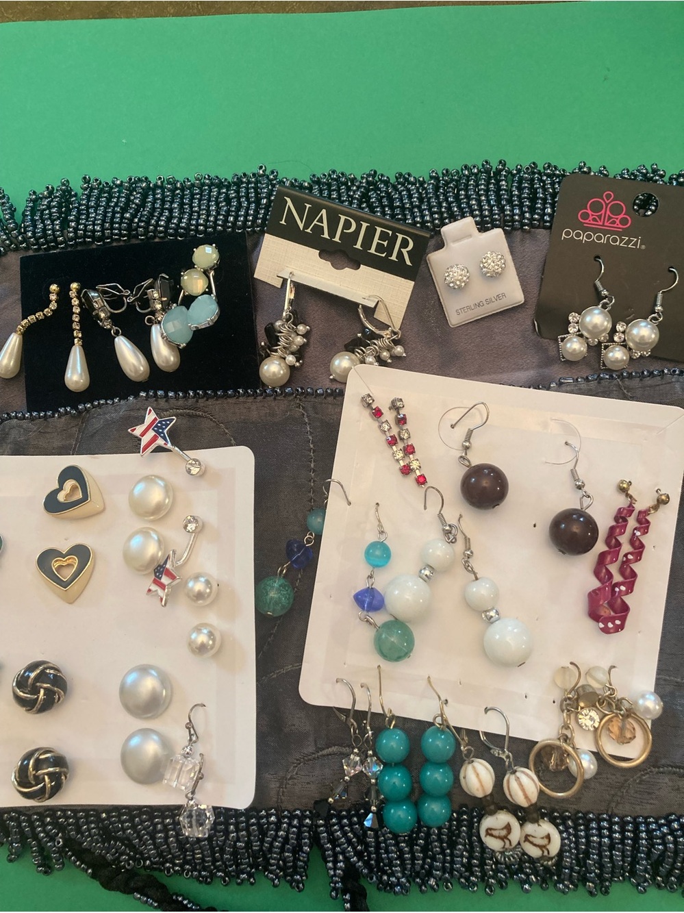 Bundle of 20 Pieces of Women's  Mixed Earrings Lot . Handmade Bag Included.